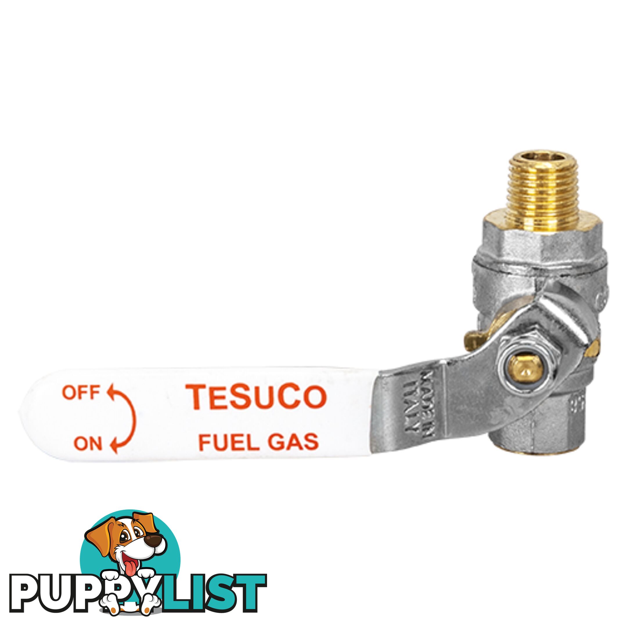 Ball Valve Fuel Gas 1/4BSPT M to 1/4 BSPT F Red Tesuco W-SB125FG