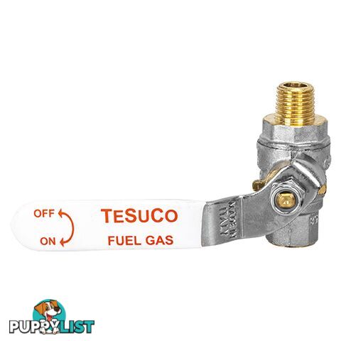 Ball Valve Fuel Gas 1/4BSPT M to 1/4 BSPT F Red Tesuco W-SB125FG