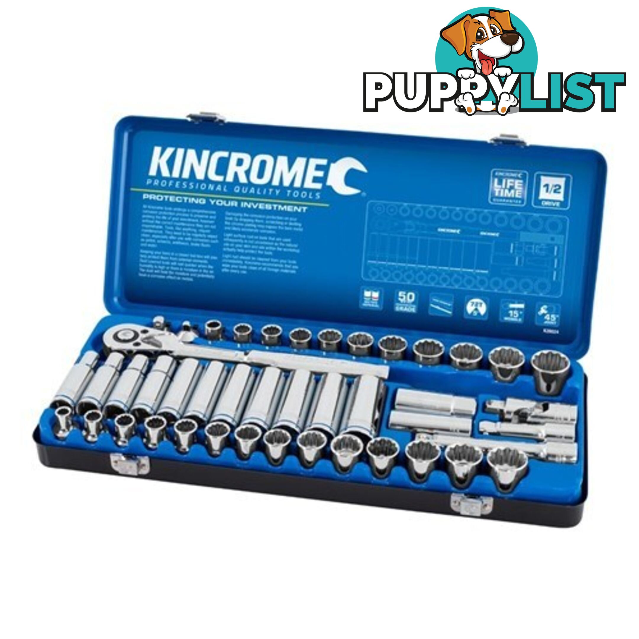 Socket Set 45 Piece 1/2" Drive - Metric & Imperial Kincrome K28024