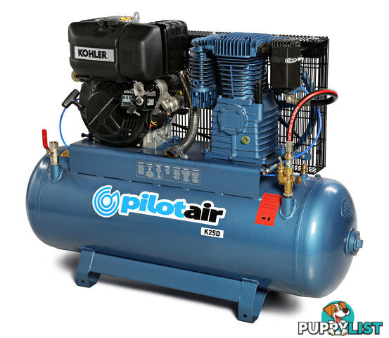 Reciprocating Air Compressor KOHLER diesel/KD350 (Electric Start) /150 L Rec./457 L/min FAD Pilot K25D