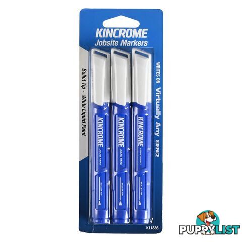 Paint Marker Bullet Tip 3 Piece White Kincrome K11836