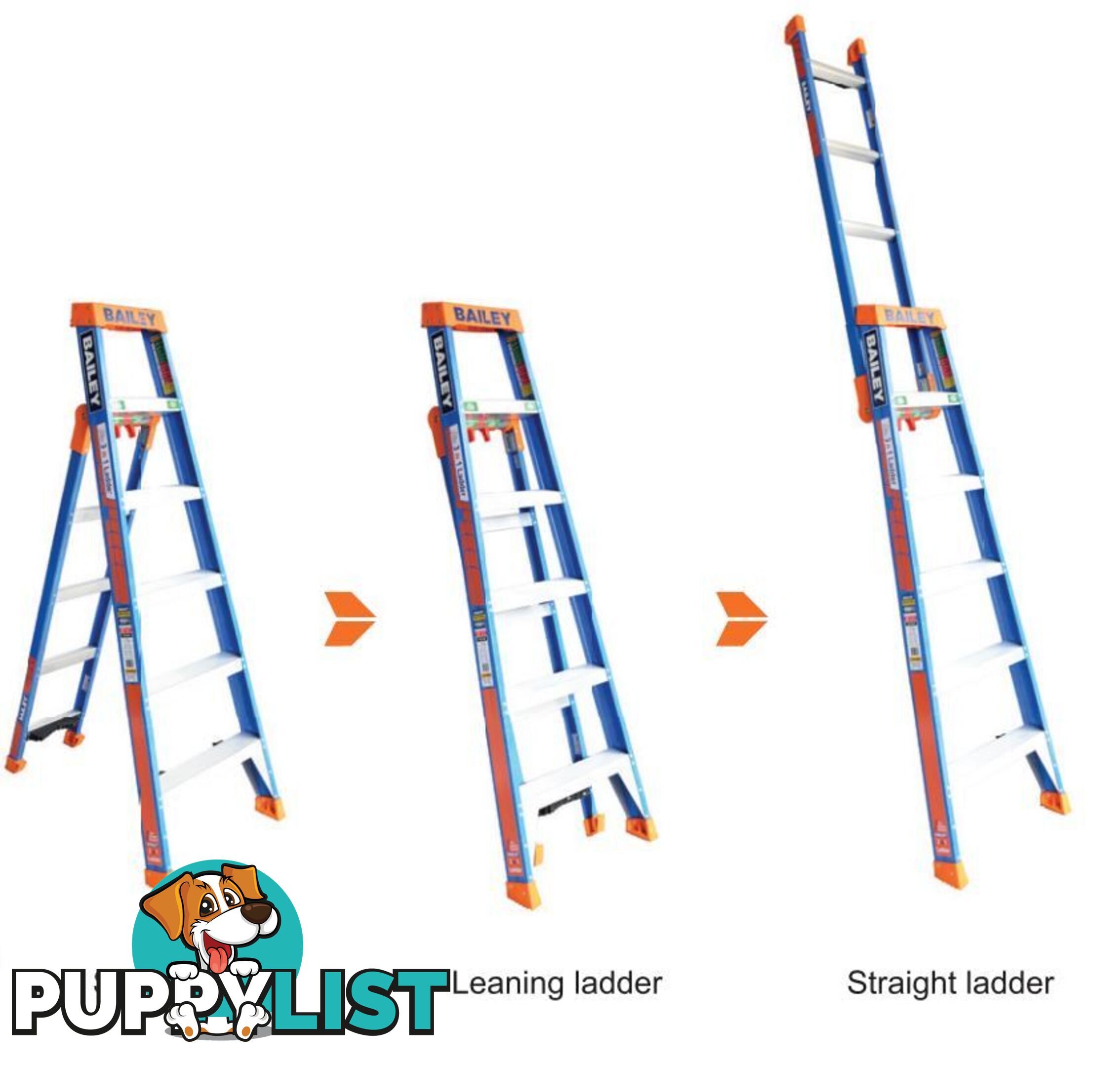 Fibreglass Ladder 2.4 Metres Multipurpose Step/Leaning/Straight Bailey FS13886