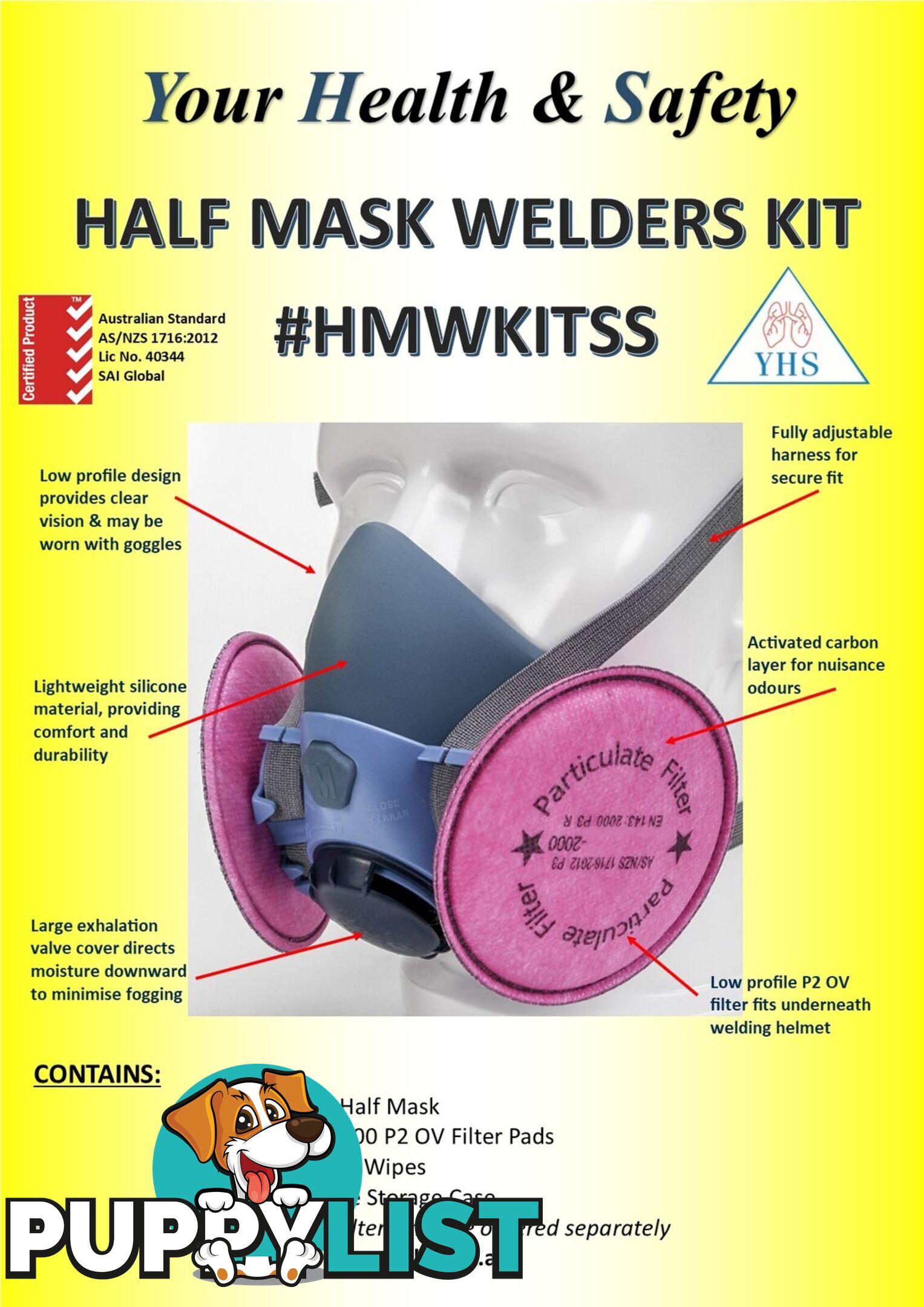 Welding Respirator Kit Silicon Half Mask P2 Medium HMWKITSS