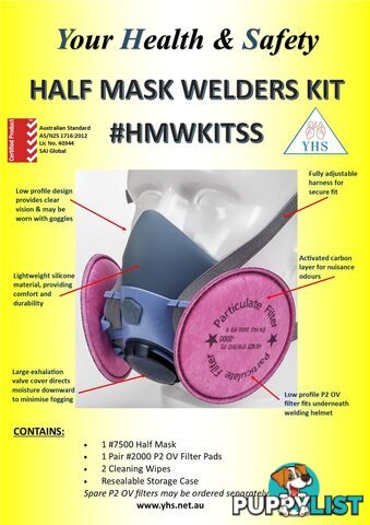 Welding Respirator Kit Silicon Half Mask P2 Medium HMWKITSS