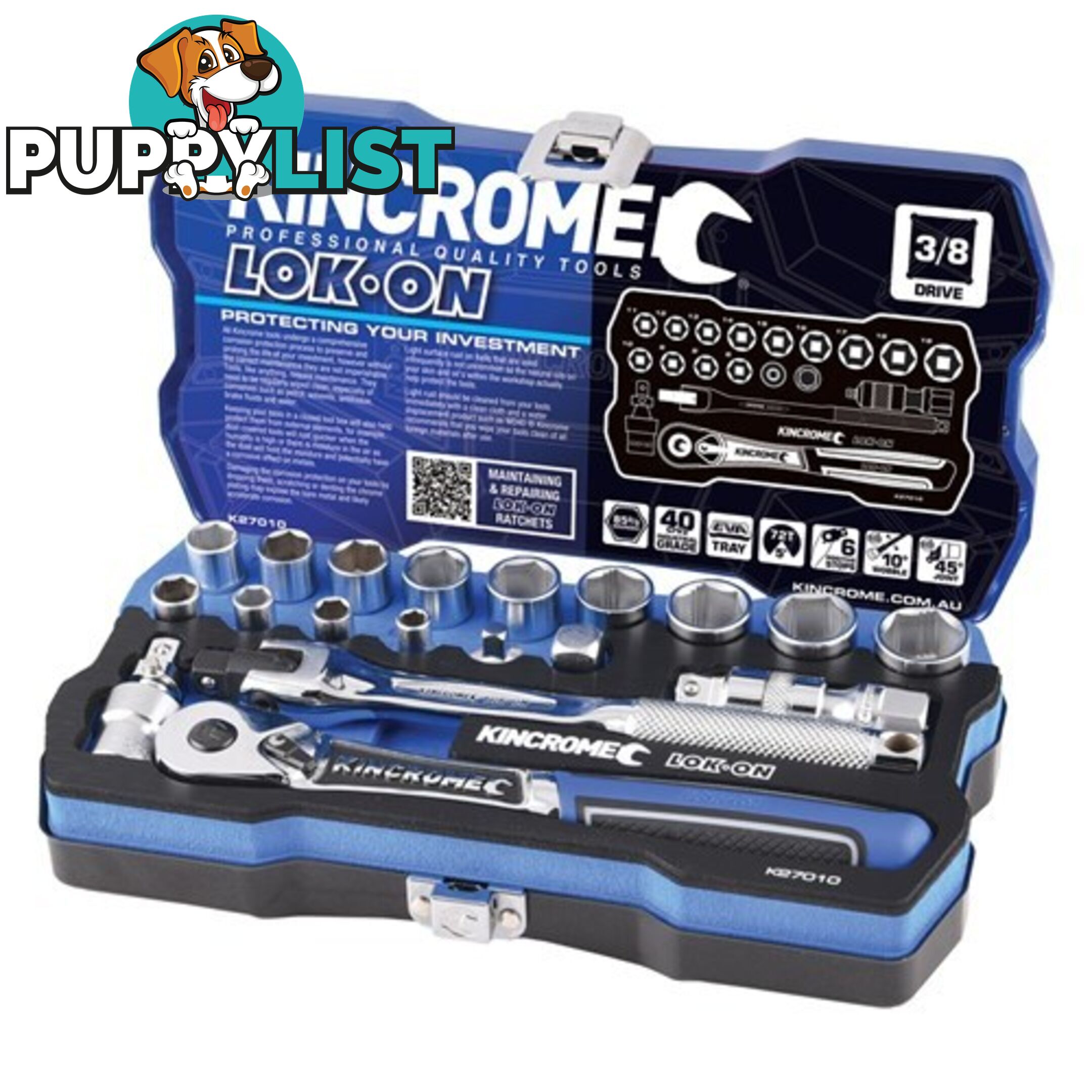 Lok-Onâ¢ Socket Set 19 Piece 3/8" Drive - Metric Kincrome K27010