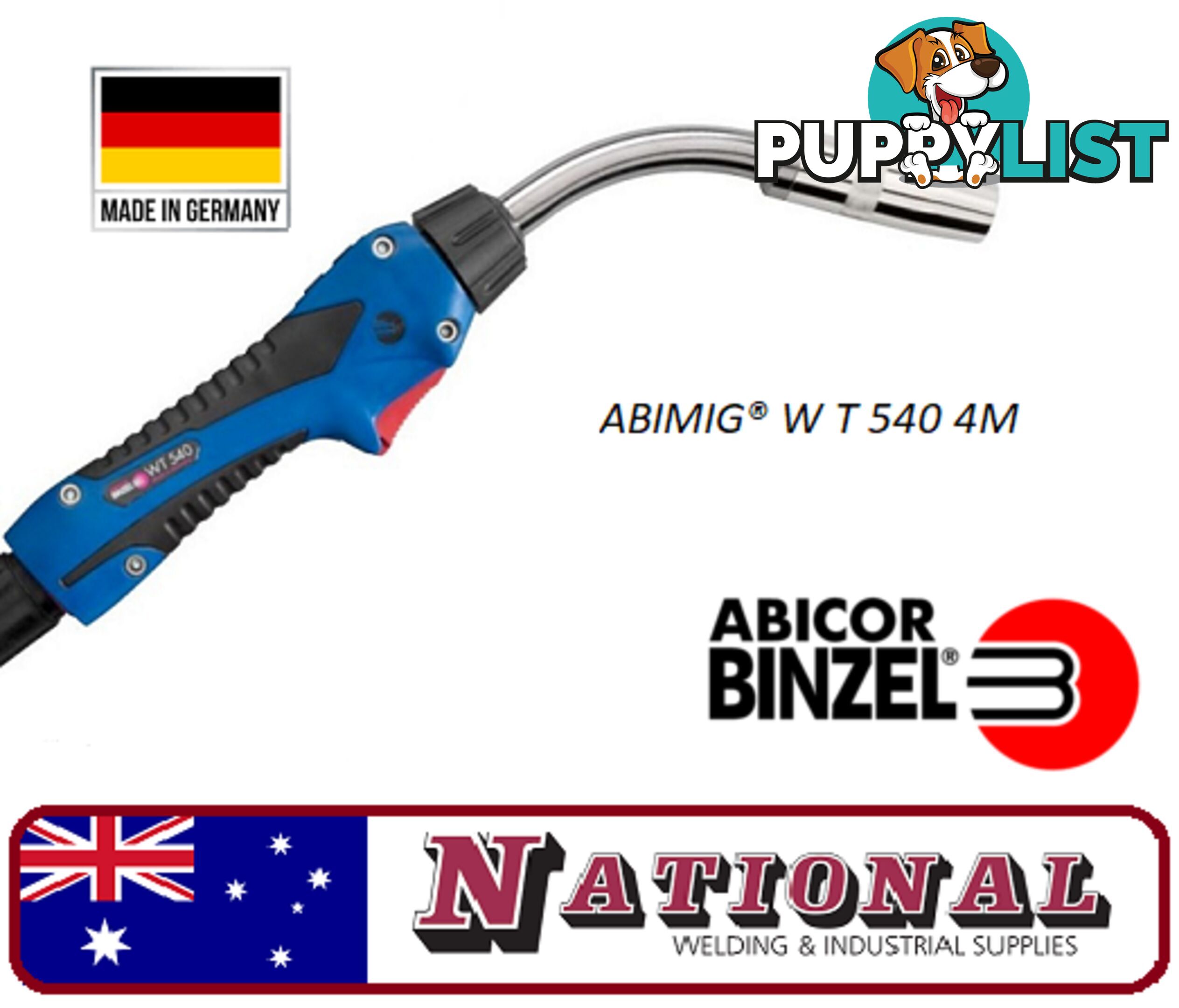 Mig Torch Water Cooled Abimig WT540 4 Metres Binzel 788.0123.1