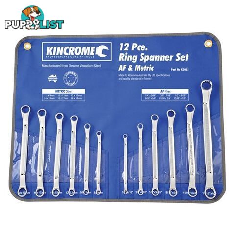 Ring Spanner Set 12 Piece Imperial & Metric Kincrome K3052