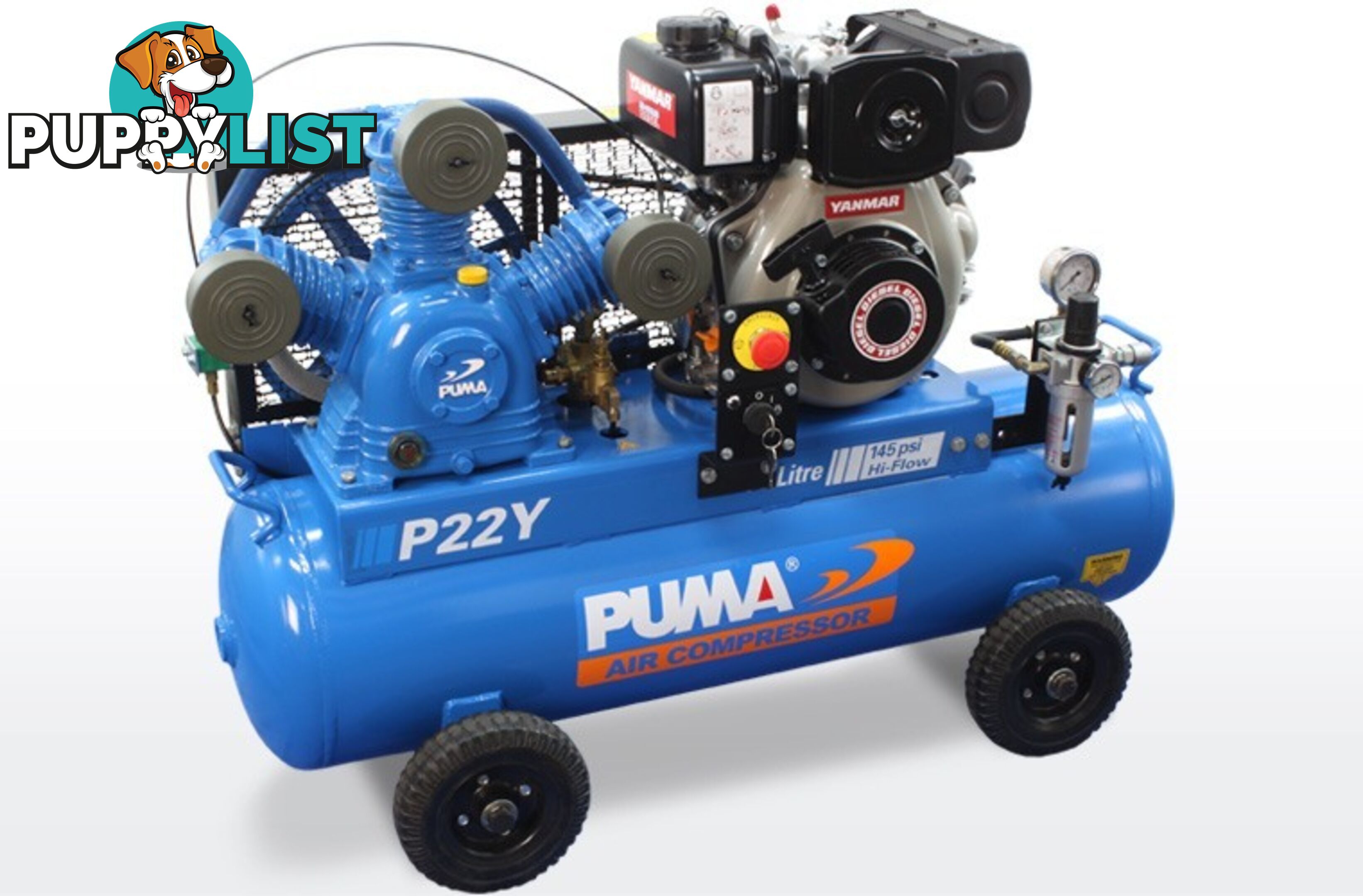 Air Compressor Electric Start Yanmar Diesel 75 Litres Puma PU P22Y ES