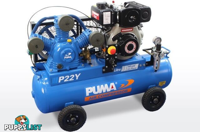 Air Compressor Electric Start Yanmar Diesel 75 Litres Puma PU P22Y ES