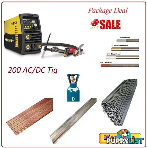 200X AC/DC Bossweld Tig Welder Package Deal 6 Piece