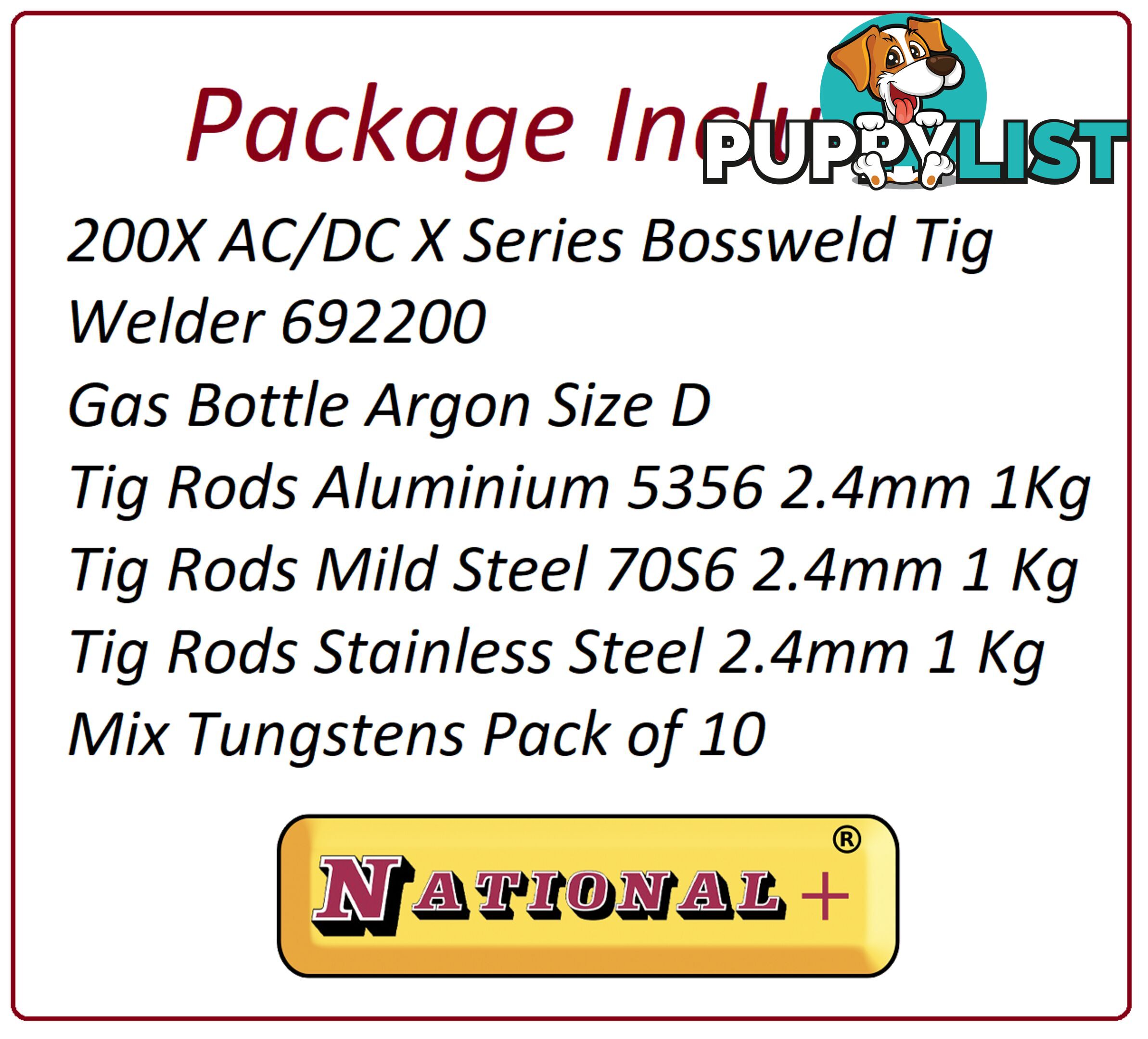 200X AC/DC Bossweld Tig Welder Package Deal 6 Piece