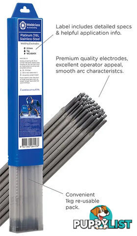 Stainless-Steel Electrodes 316L 2.0mm 1 Kg Weldclass WC-06453