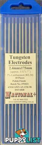 2.4mm 2% Lanthanated Tig Tungsten Electrode Pack of 10