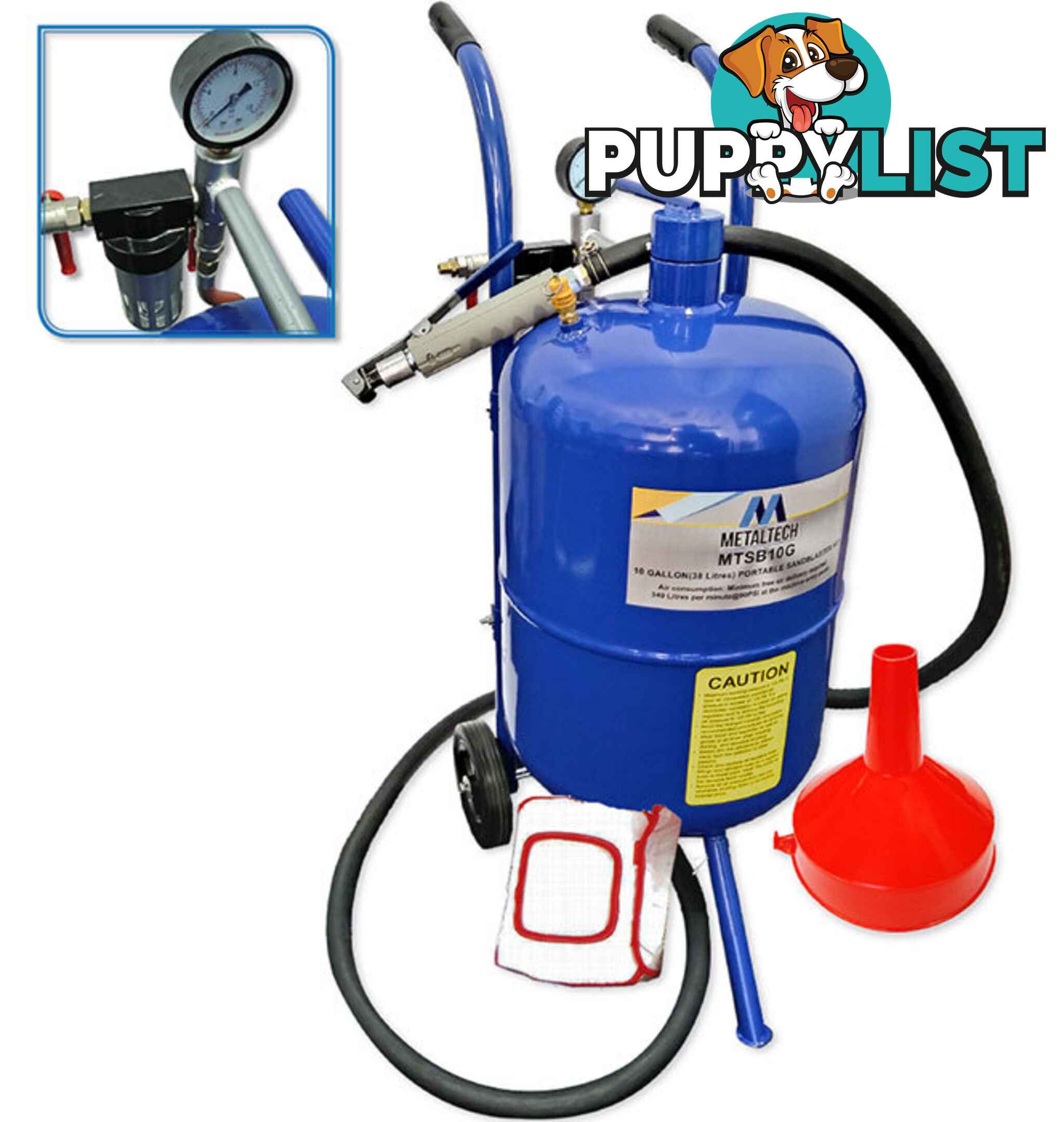 10 Gallon 38 Litres Portable Sand Blasting Kit MTSB10G