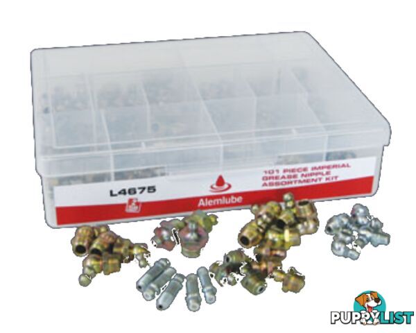 Industrial Grease Nipple Assortment Kit 101 Piece Alemlube L4675