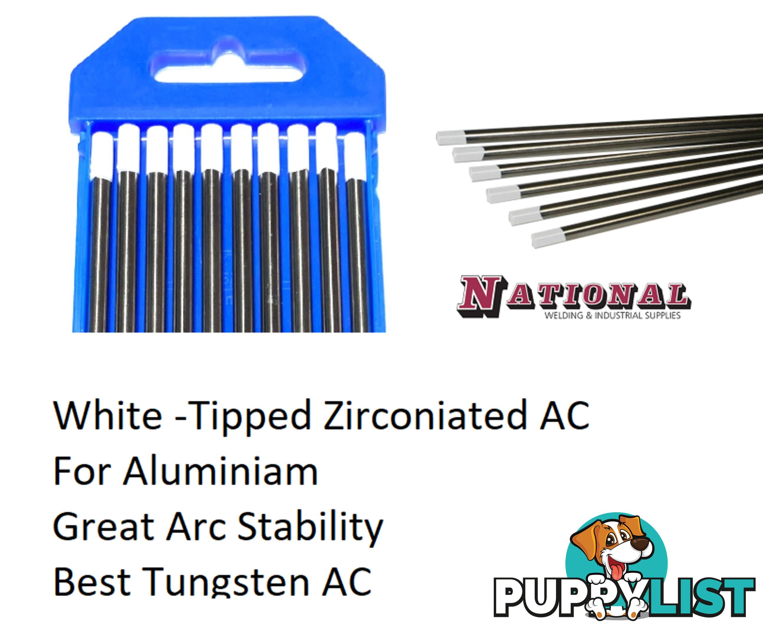 3.2mm 0.8% Zirconiated Tig Tungsten Electrode Pack of 10