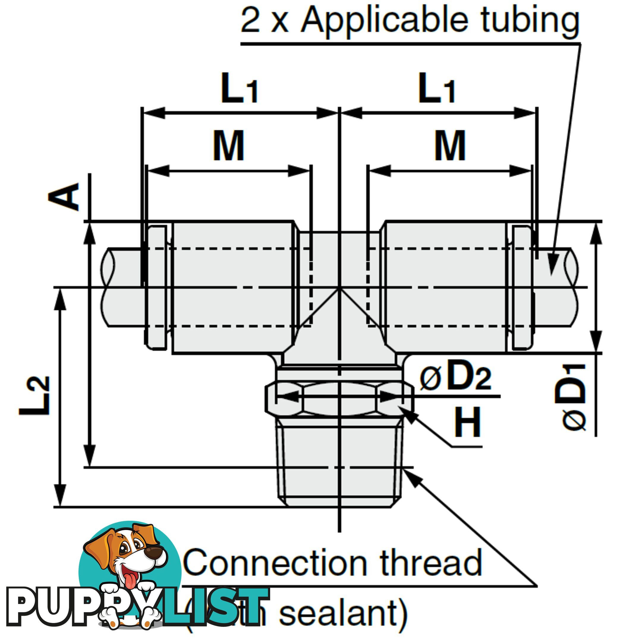 10mm TEES KQ2T10-01NS 10 x 1/8