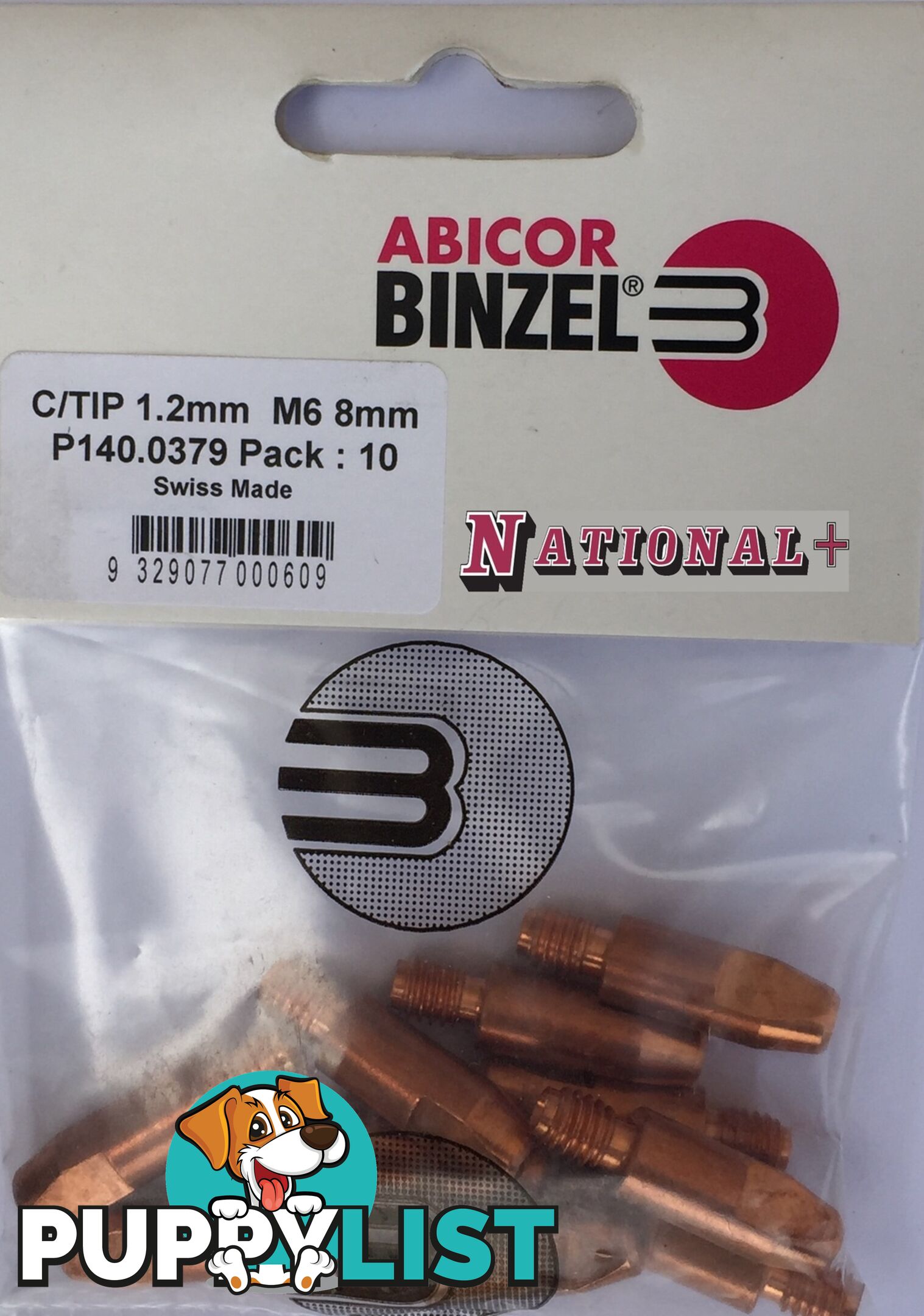 0.9mm Aluminium M6 8mm 28mm Binzel contact tip Pk:10 P141.0004