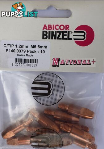 0.9mm Aluminium M6 8mm 28mm Binzel contact tip Pk:10 P141.0004