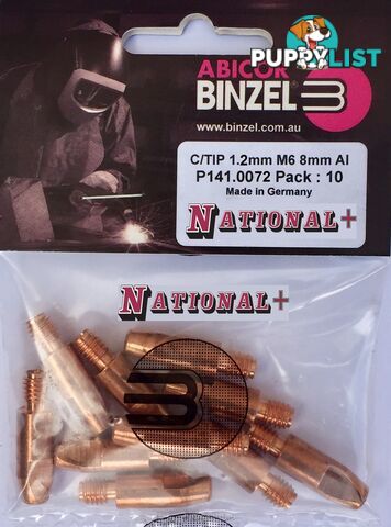 0.9mm Aluminium M6 8mm 28mm Binzel contact tip Pk:10 P141.0004