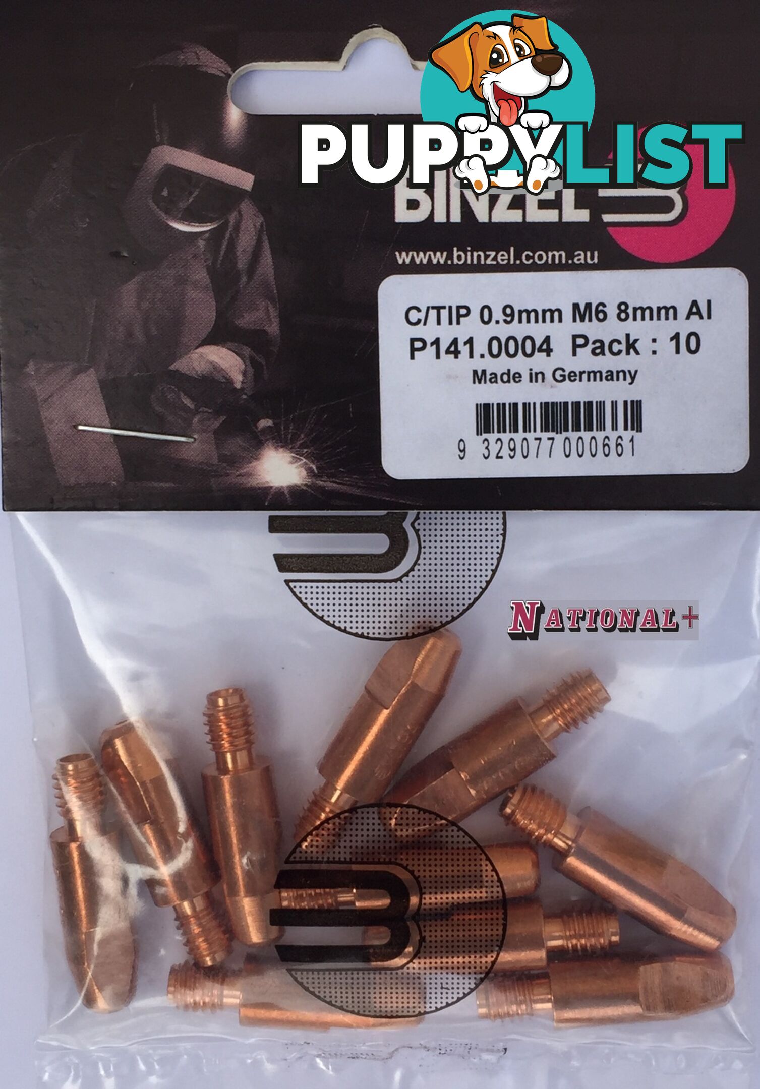 0.9mm Aluminium M6 8mm 28mm Binzel contact tip Pk:10 P141.0004