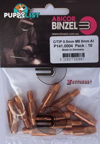 0.9mm Aluminium M6 8mm 28mm Binzel contact tip Pk:10 P141.0004