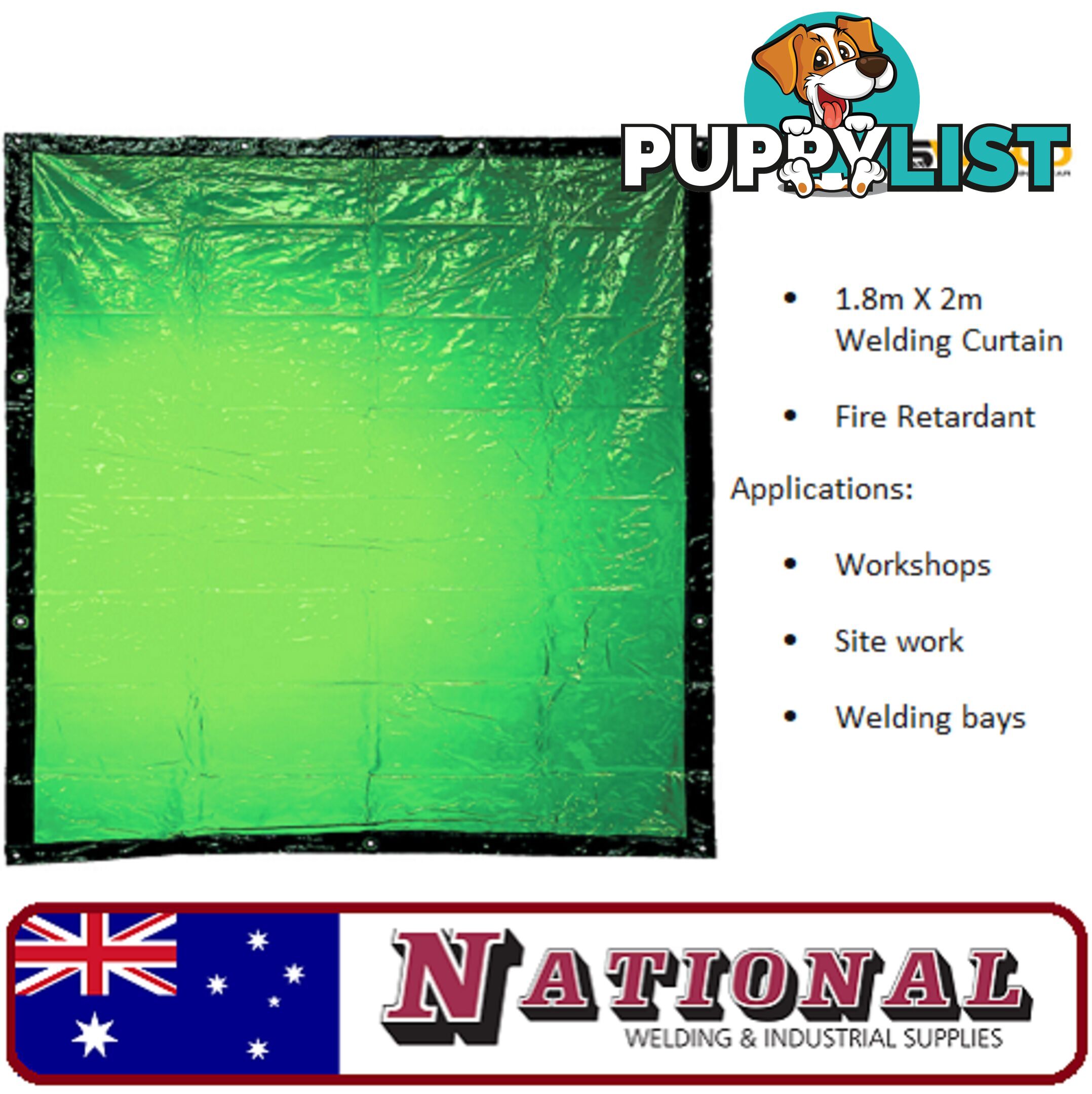 Welding Curtain / Screen 1.8 Metres X 2.0 Metres Green 700102