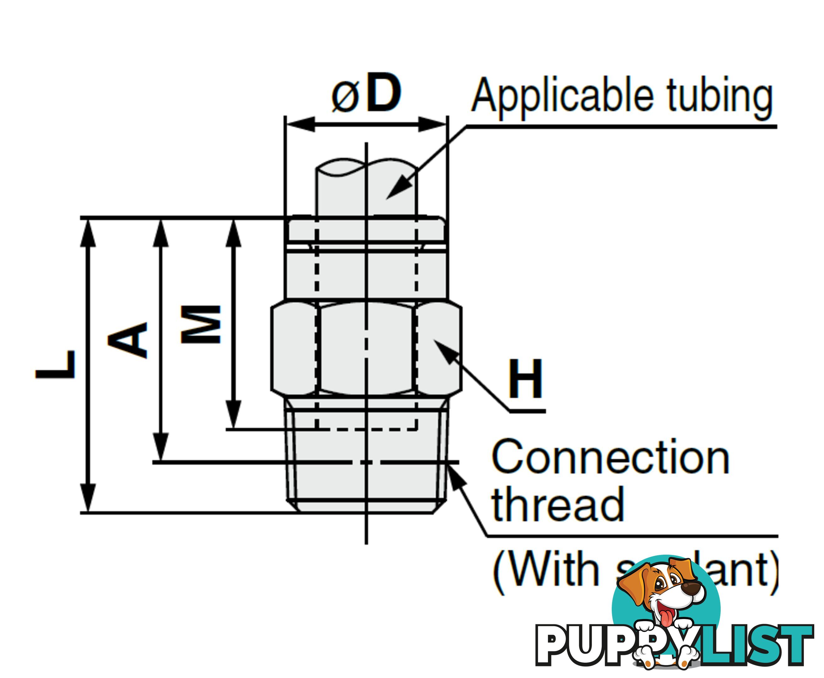 8mm STRAIGHTS KQ2H08-01NS 8 x 1/8