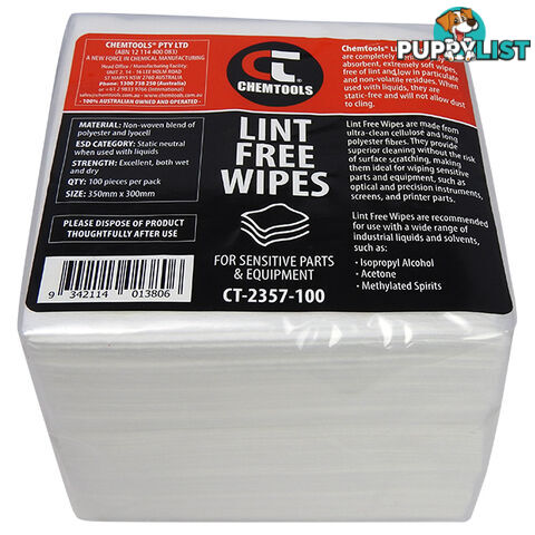 Lint Free Wipes 350mm x 300mm 100 pack Chemtools CT-2357-100