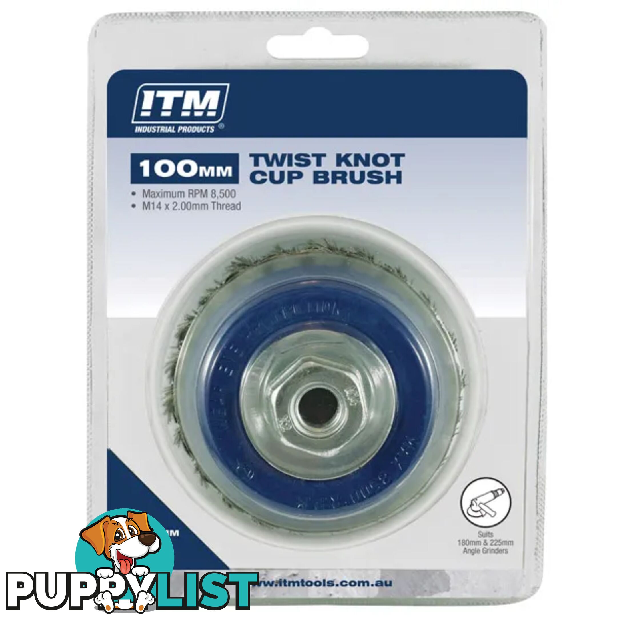 Twist Knot Cup Brush Steel 100mm M14 x 2mm Thread ITM TM7000-100