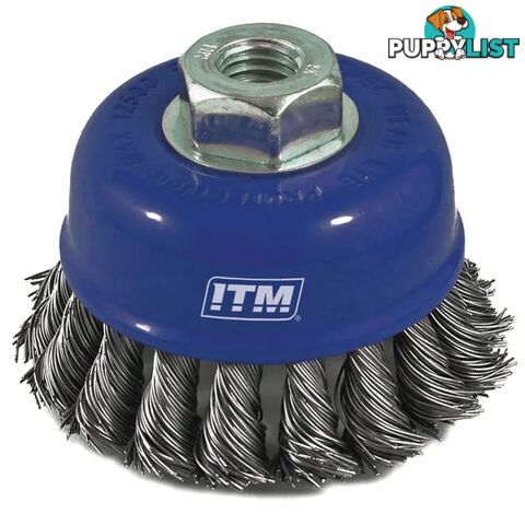 Twist Knot Cup Brush Steel 100mm M14 x 2mm Thread ITM TM7000-100