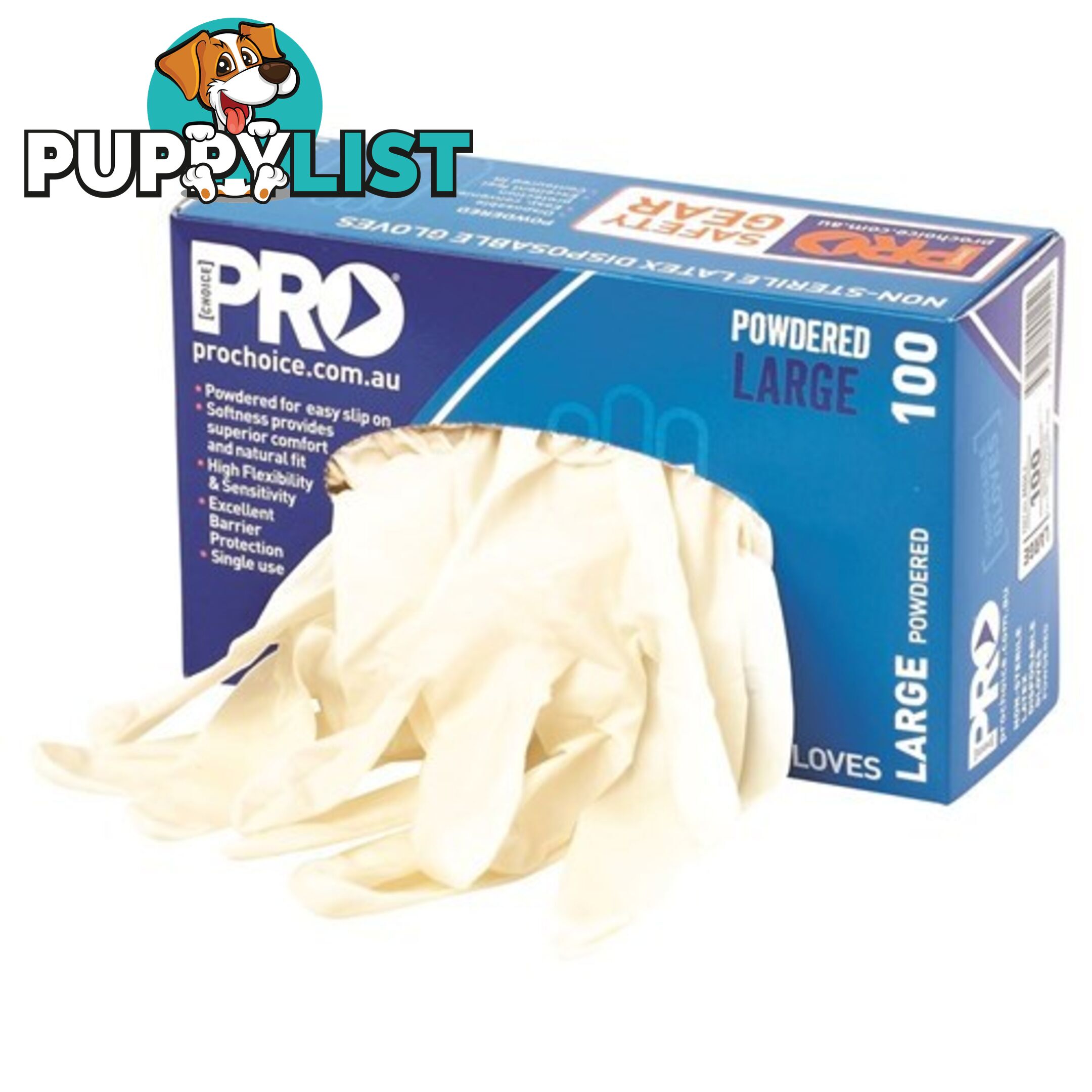 Disposable Latex Powered Gloves Pro Choice MDL Box Of 100