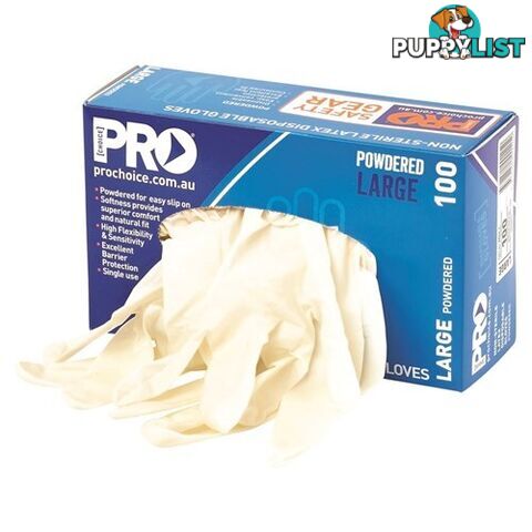 Disposable Latex Powered Gloves Pro Choice MDL Box Of 100