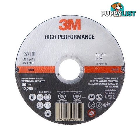 High Performance Cut-Off Wheel 115mm x 2.5mm 3M XA009104408 Pack of 25