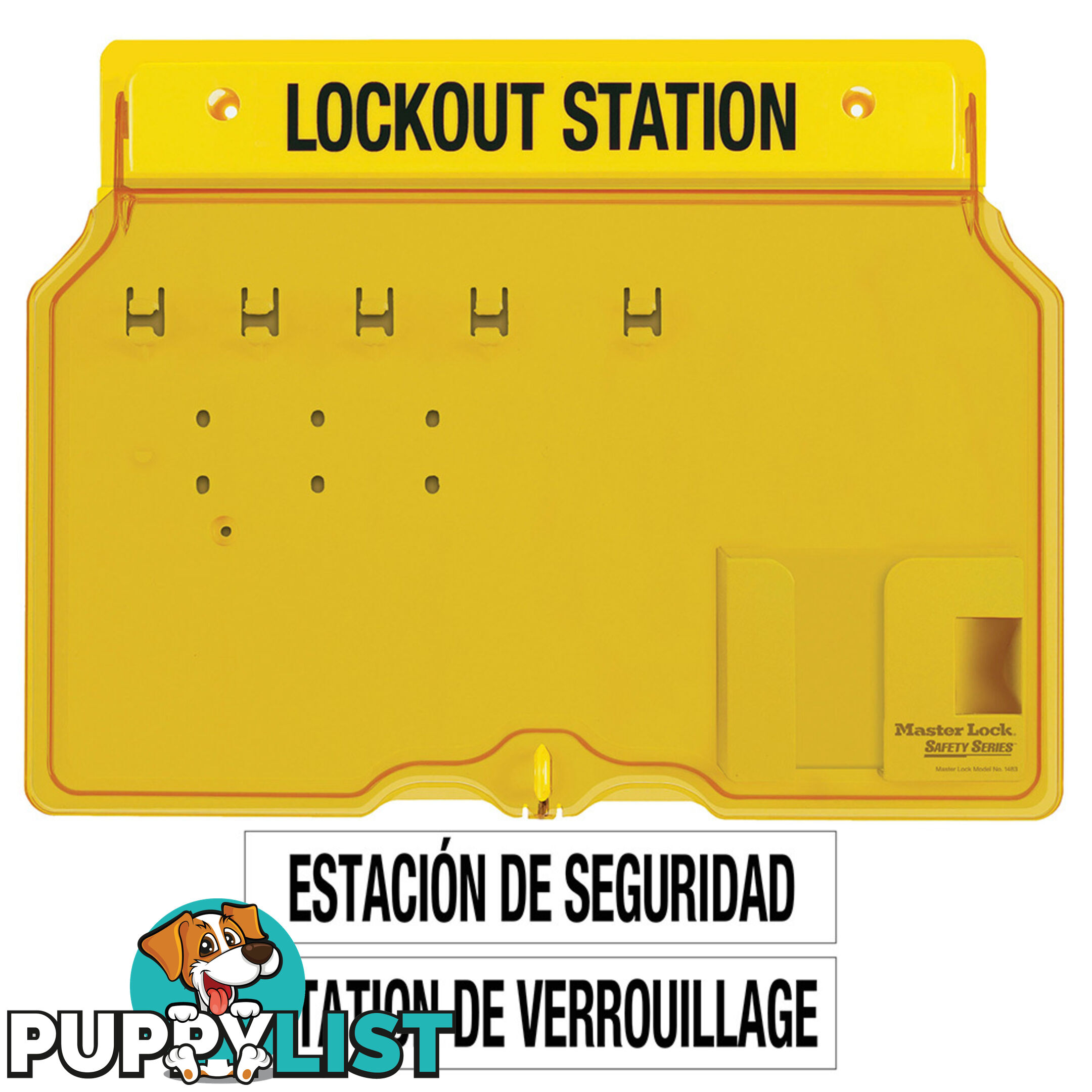 4-Lock Covered Station with Trilingual Labels Unfilled Masterlock 1482B