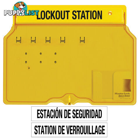 4-Lock Covered Station with Trilingual Labels Unfilled Masterlock 1482B