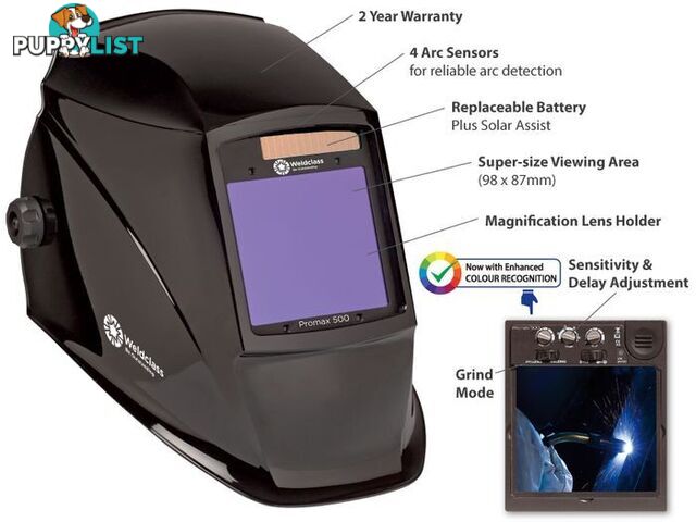 Promax 500 Electronic Welding Helmet Black Stealth Weldclass WC-05317