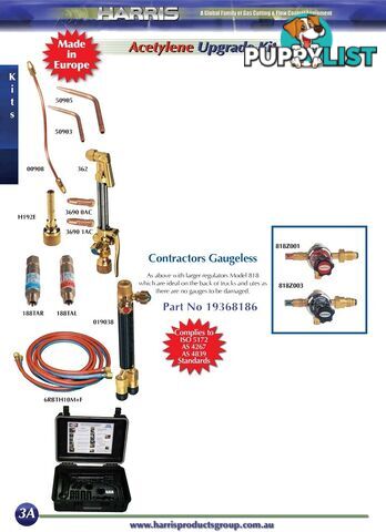 Contractors Upgrade Kit Oxy/Acet Kit With Model 601 Regulator Harris