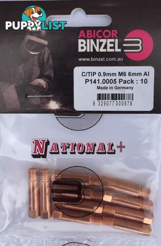 1.0mm Aluminium M6 6mm 25mm Binzel contact tip Pk:10 P141.0007