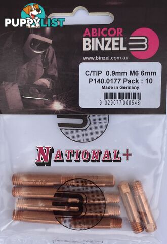 1.0mm Aluminium M6 6mm 25mm Binzel contact tip Pk:10 P141.0007