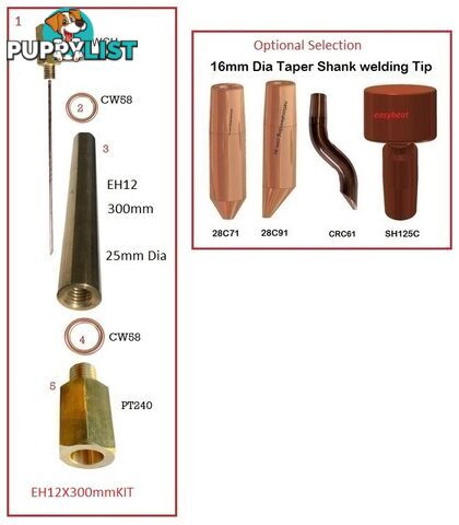 Spot Welder Tip Holder Kit EH12 25 x 300mm