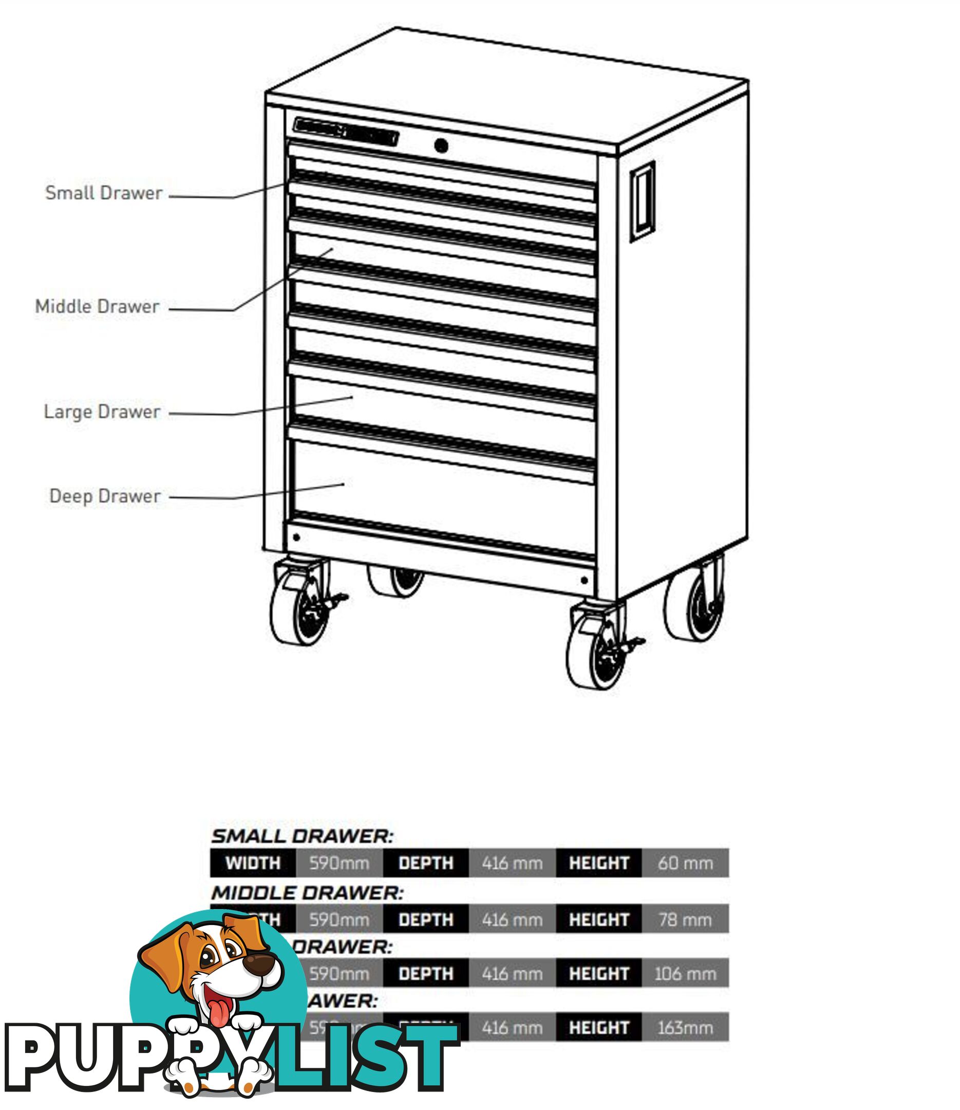 Trade Centre Tool Trolley 7 Drawer (Trolley Only) Kincrome K7367