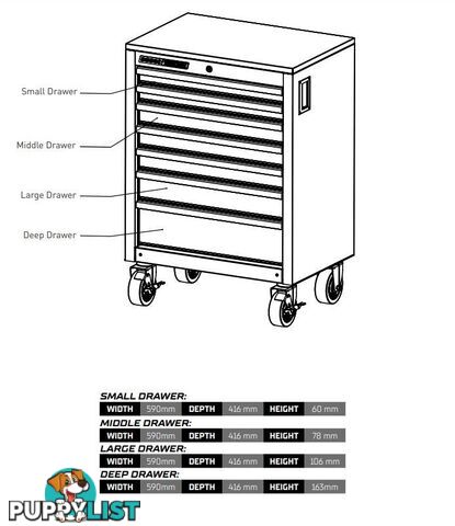 Trade Centre Tool Trolley 7 Drawer (Trolley Only) Kincrome K7367