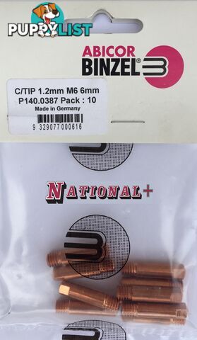 0.9mm Aluminium M6 6mm 25mm Binzel contact tip Pk:10 P141.0005