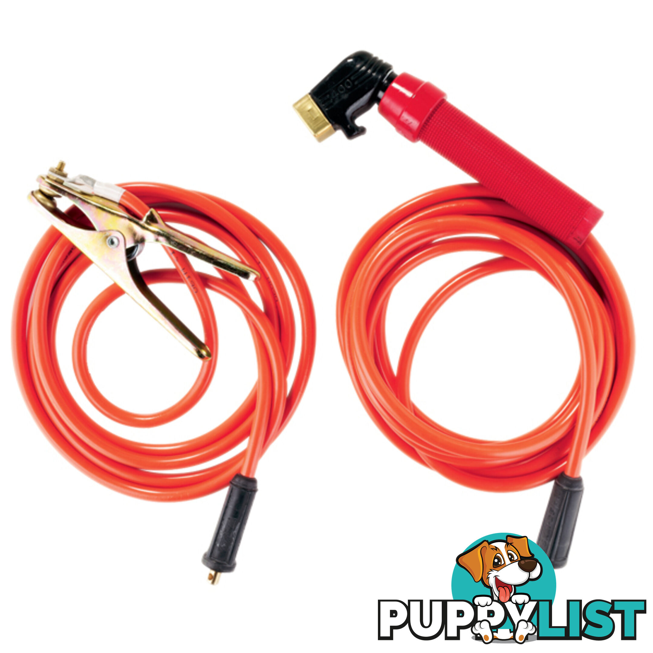 Earth Lead 4 Metres Electrode Holder Lead 6 Metres Set 230 Amps 25mmÂ² Cable 35/50 Dinse Connector 506425