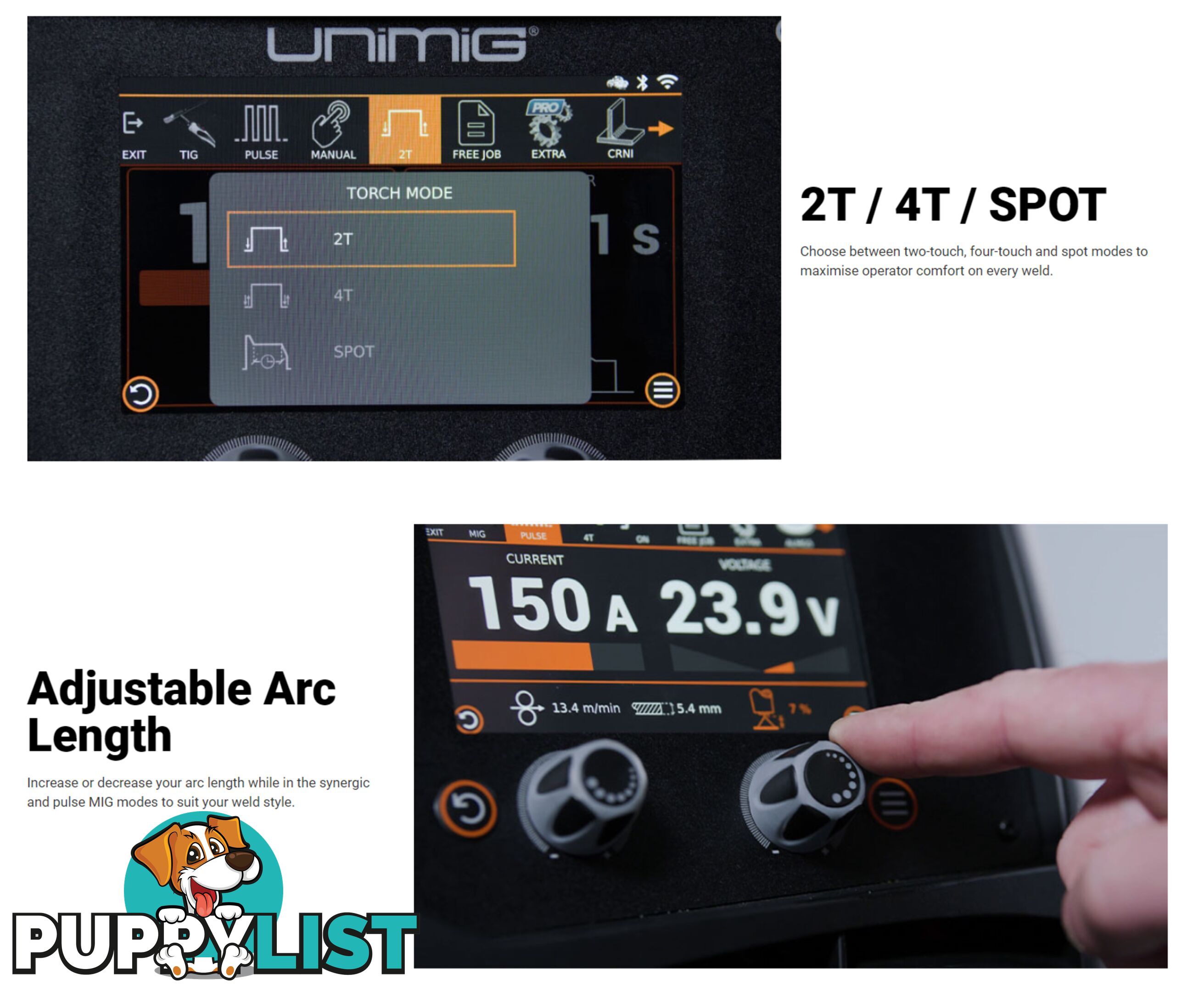 Unimig Single And Double Pulse 200A Synergic Mig/Stick/Tig Welder U11003K