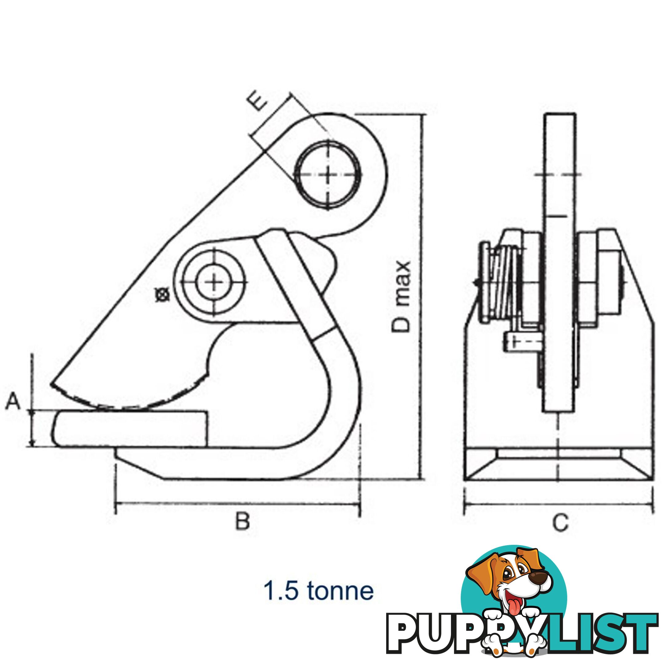 Horizontal Plate Clamp 1.5T 50mm Jaw Opening Beaver 250150A Pair : 2