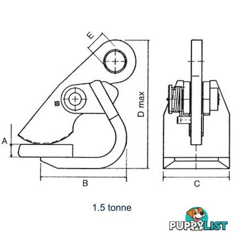 Horizontal Plate Clamp 1.5T 50mm Jaw Opening Beaver 250150A Pair : 2