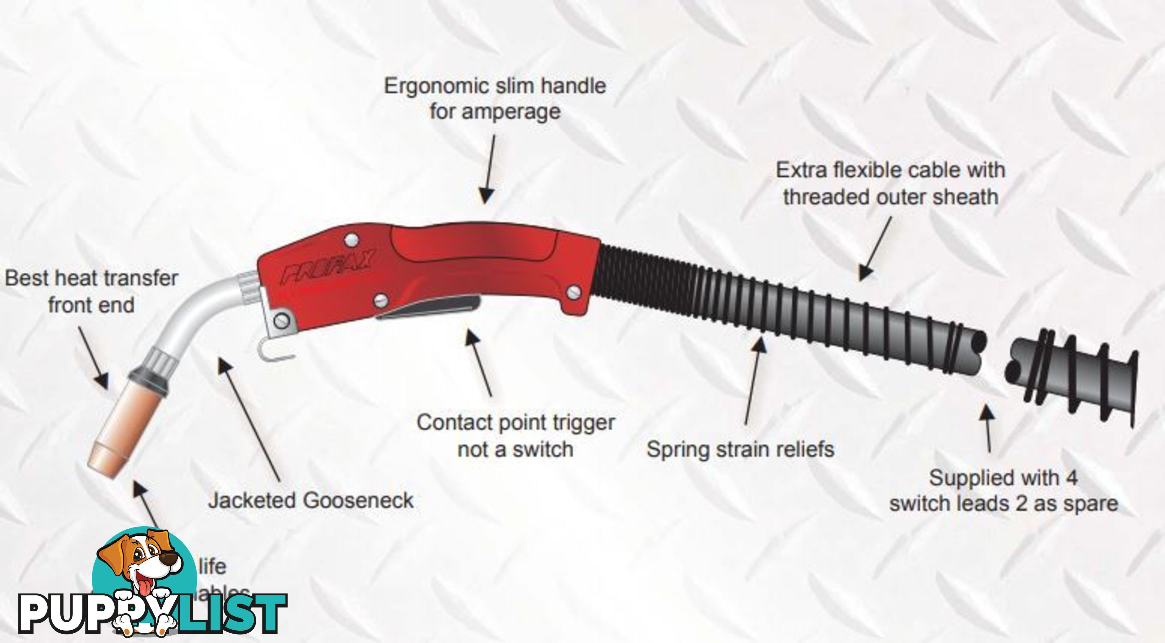 Heavy Duty Mig Gun Euro 450 AMP 15Ft Profax HDX450-116-15