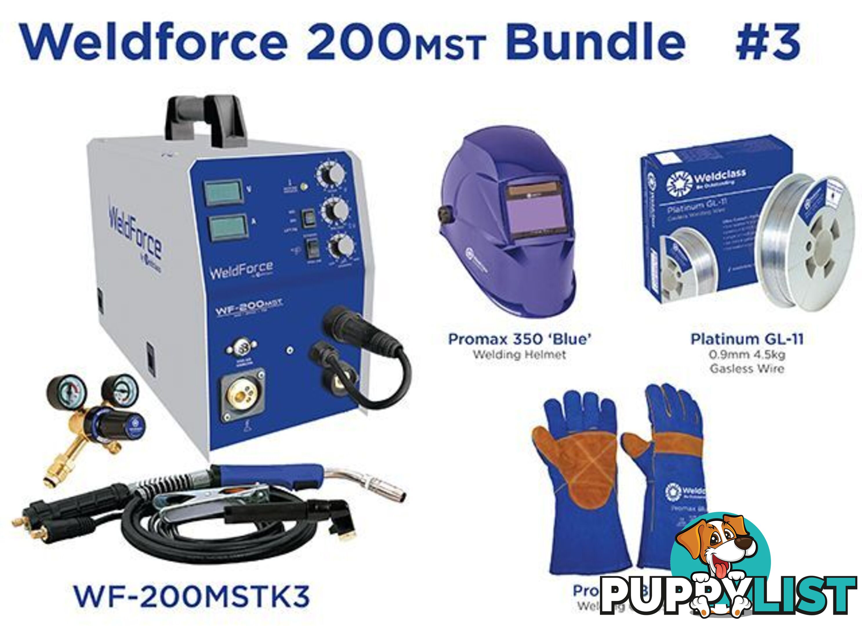 Weldforce WF-200MST MIG / Stick / TIG Welder Bundle Weldclass WF-200MSTK3